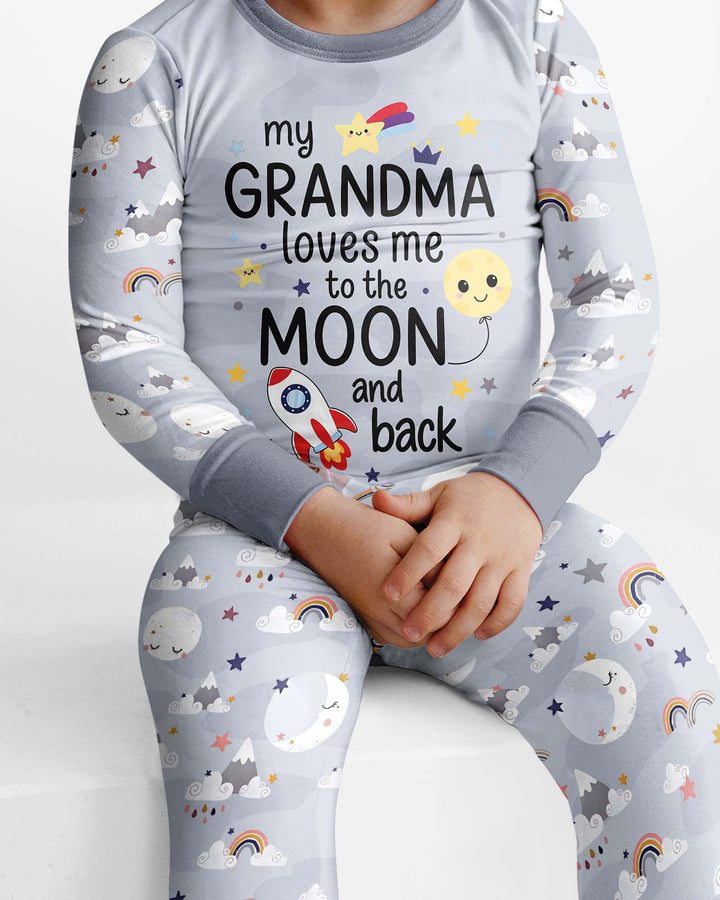My Grandma Loves Me To The Moon And Back Bamboo Two Piece Long Sleeve Pajama Set
