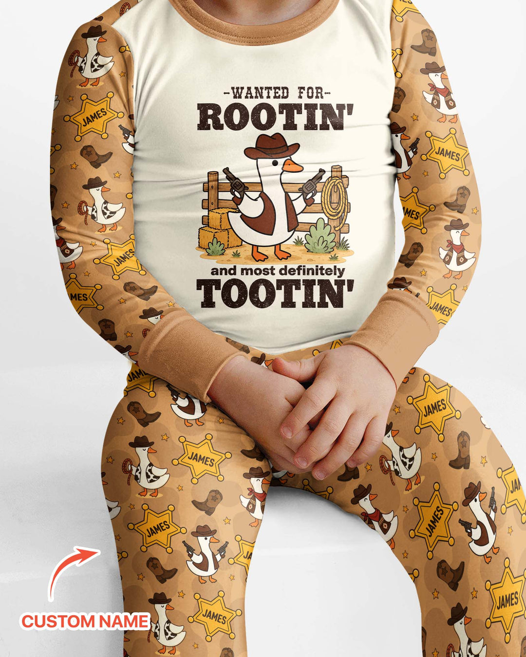 Rootin' Tootin' Cutie Custom Name Bamboo Two Piece Long Sleeve Pajama Set