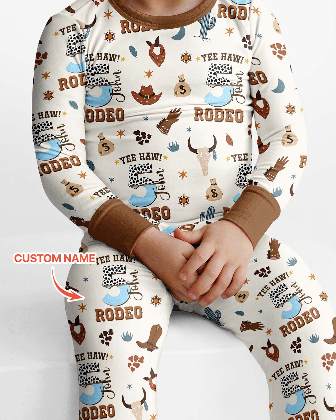 Personalized Cowboy Birthday Rodeo Bamboo Two Piece Long Sleeve Pajama Set