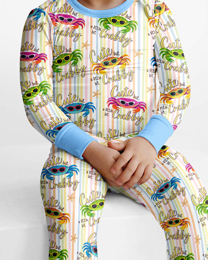 Cute But A Little Bit Crabby Bamboo Two Piece Long Sleeve Pajama Set