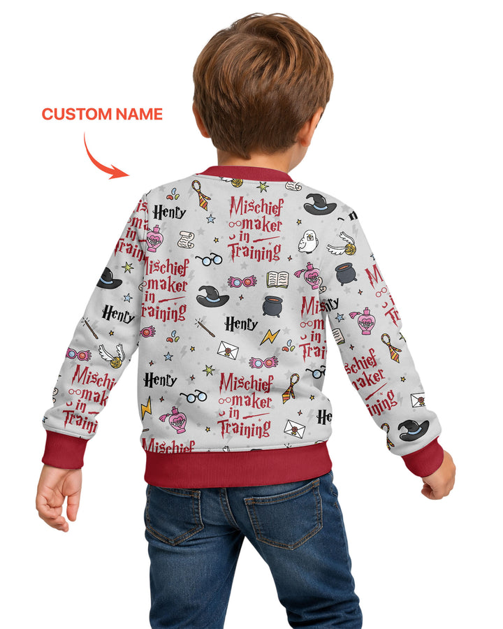 Custom Name Mischief Maker In Training Bamboo Crewneck Sweatshirt