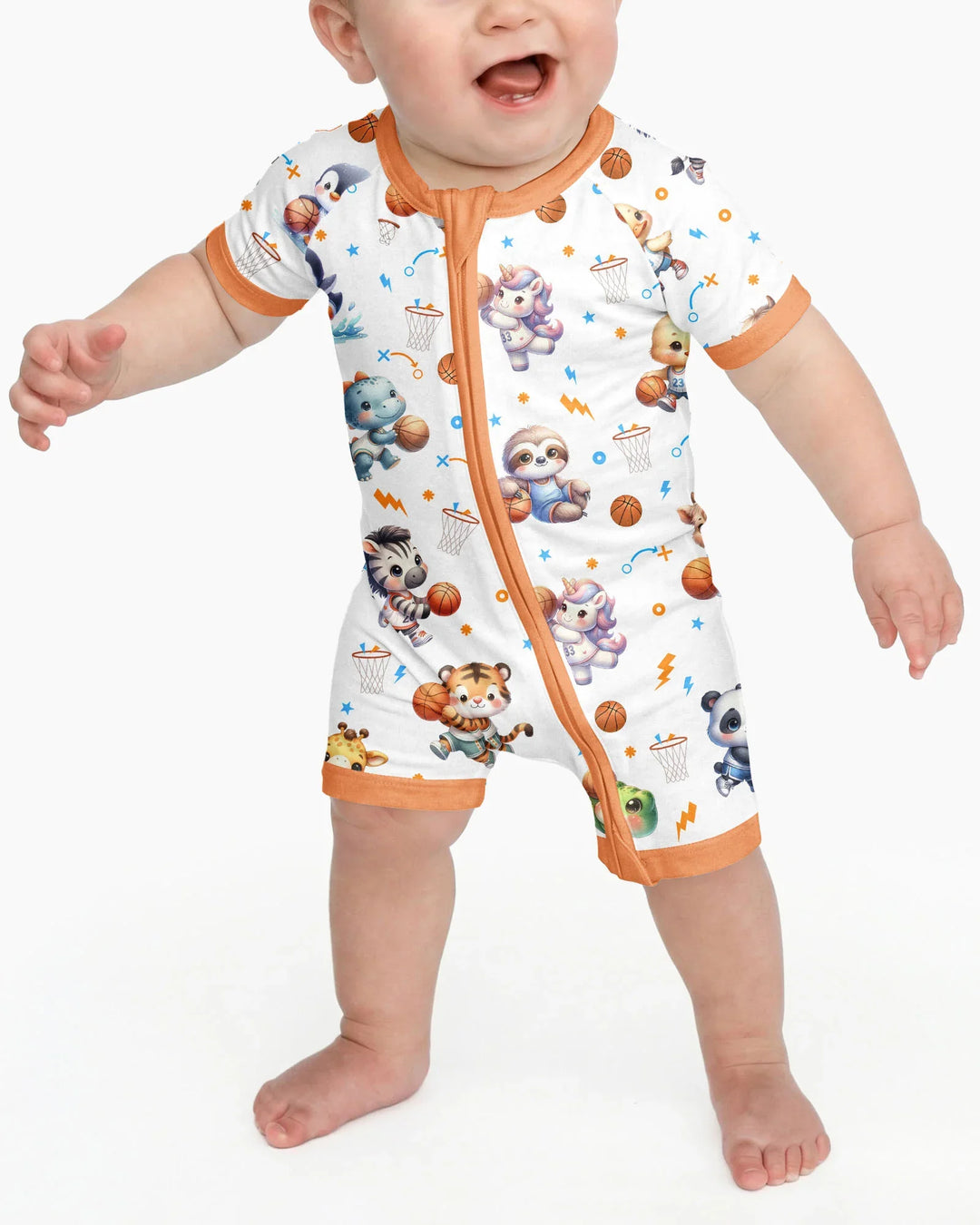 Cartoon Basketball Animals Bamboo Shorty Zippy