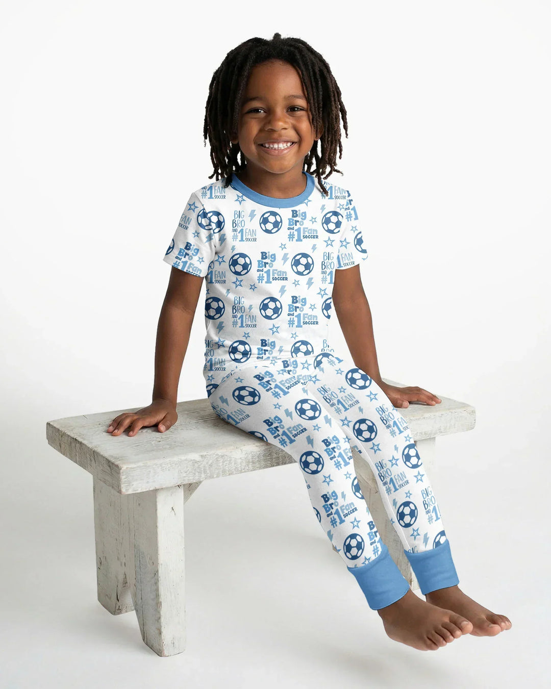Little Sister and Bro #1 Fan Soccer Bamboo Two Piece Short Sleeve Pajama Set