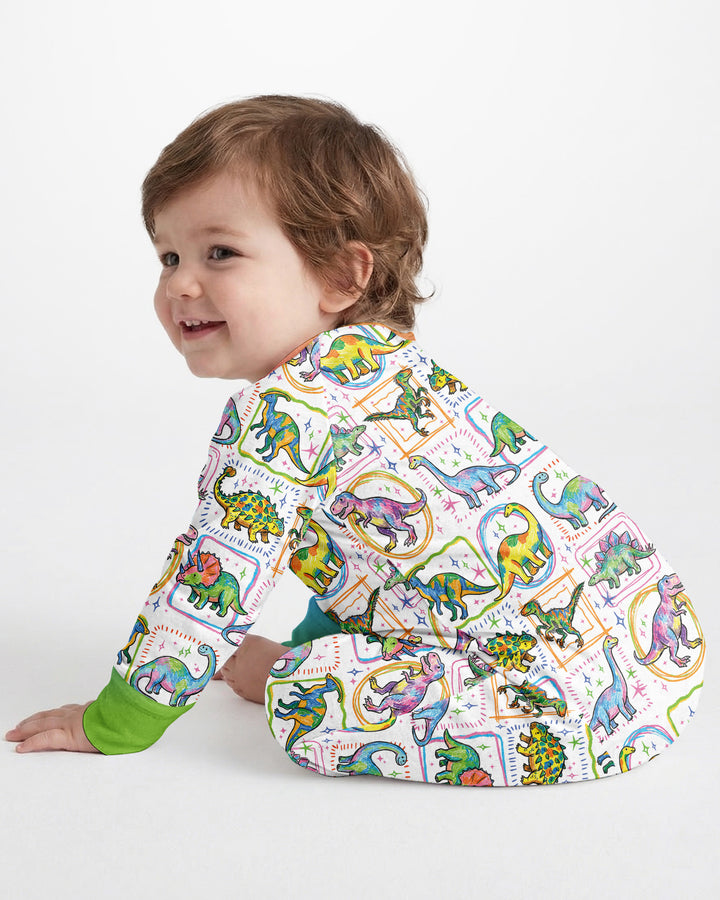 Dinosaur Colorful Stamps Bamboo Convertible Zippy