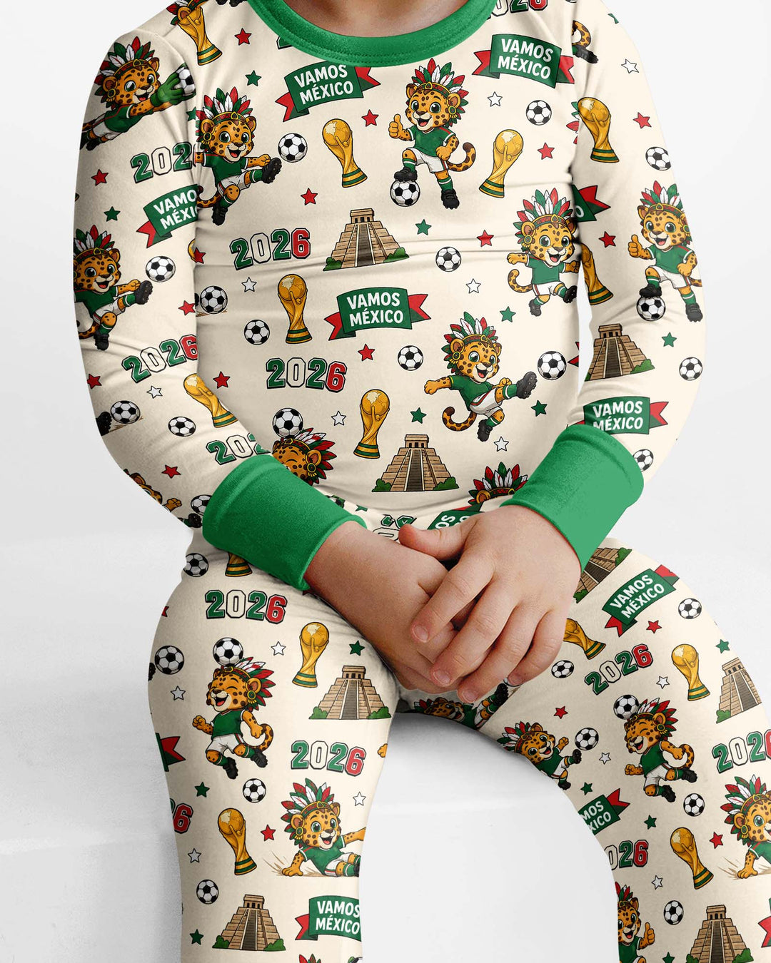 Jaguar 2026 Vamos Mexico Family Matching Bamboo Two Piece Long Sleeve Pajama Set