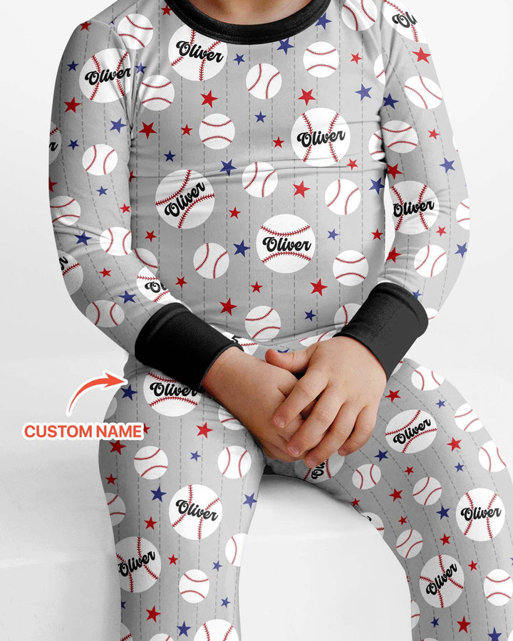 Custom Name Rookie of The Year Matching Bamboo Two Piece Long Sleeve Pajama Set