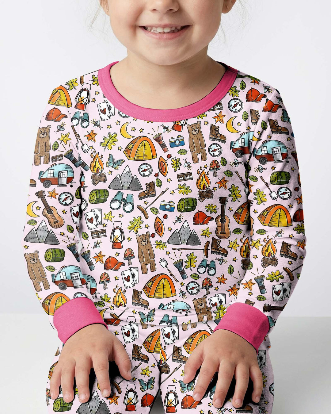 Funny Camper Family Matching Bamboo Two Piece Long Sleeve Pajama Set