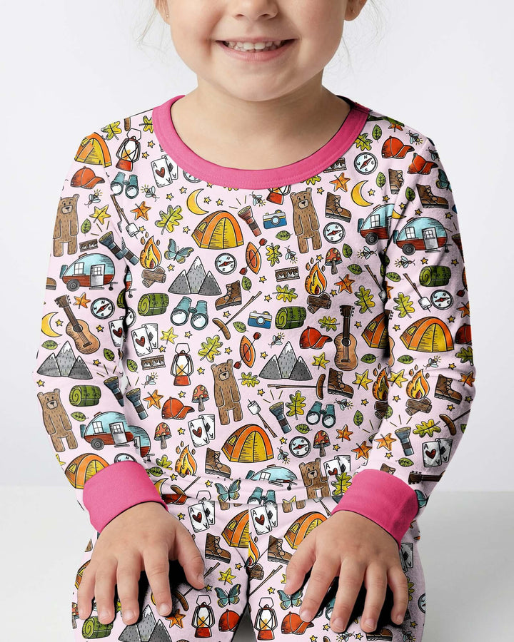 Funny Camper Family Matching Bamboo Two Piece Long Sleeve Pajama Set