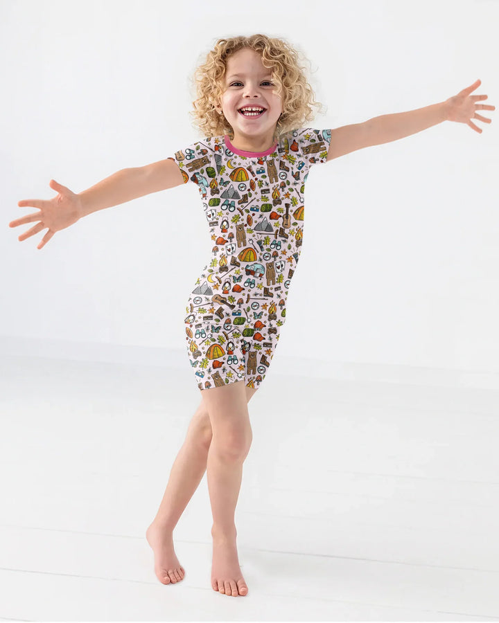 Funny Camper Family Matching Bamboo Two Piece Short Sleeve Shorts Pajama Set