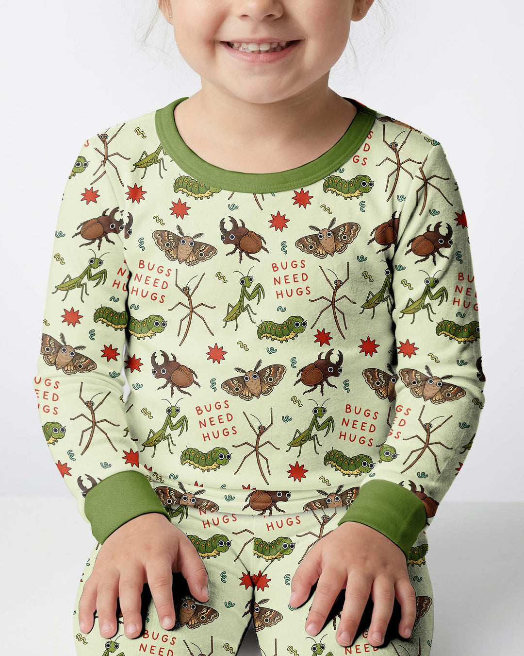 Cute Insect Friends Bamboo Two Piece Long Sleeve Pajama Set