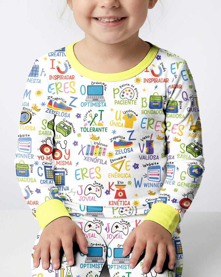 You Are Spanish Alphabet Version Bamboo Two Piece Long Sleeve Pajama Set