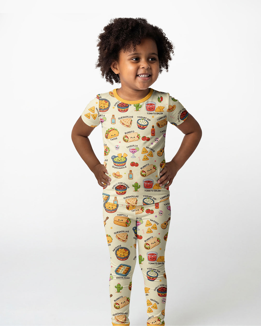 Kawaii Mexican Food Bamboo Two Piece Short Sleeve Pajama Set