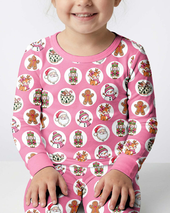 Distressed Holiday Bamboo Two Piece Long Sleeve Pajama Set