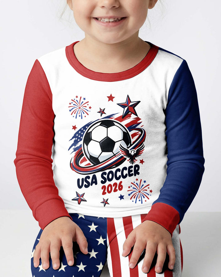 USA Soccer 2026 Family Matching Bamboo Two Piece Long Sleeve Pajama Set