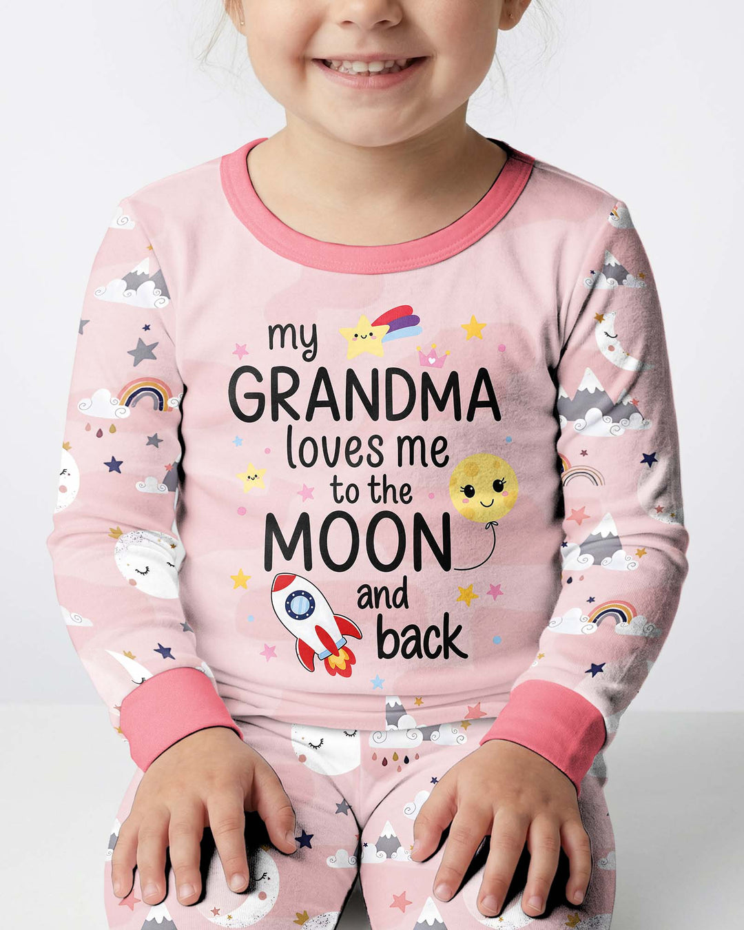 My Grandma Loves Me To The Moon And Back Bamboo Two Piece Long Sleeve Pajama Set