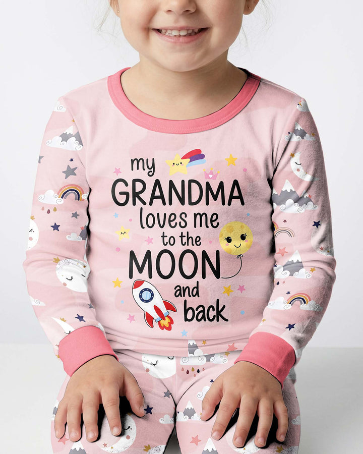 My Grandma Loves Me To The Moon And Back Bamboo Two Piece Long Sleeve Pajama Set