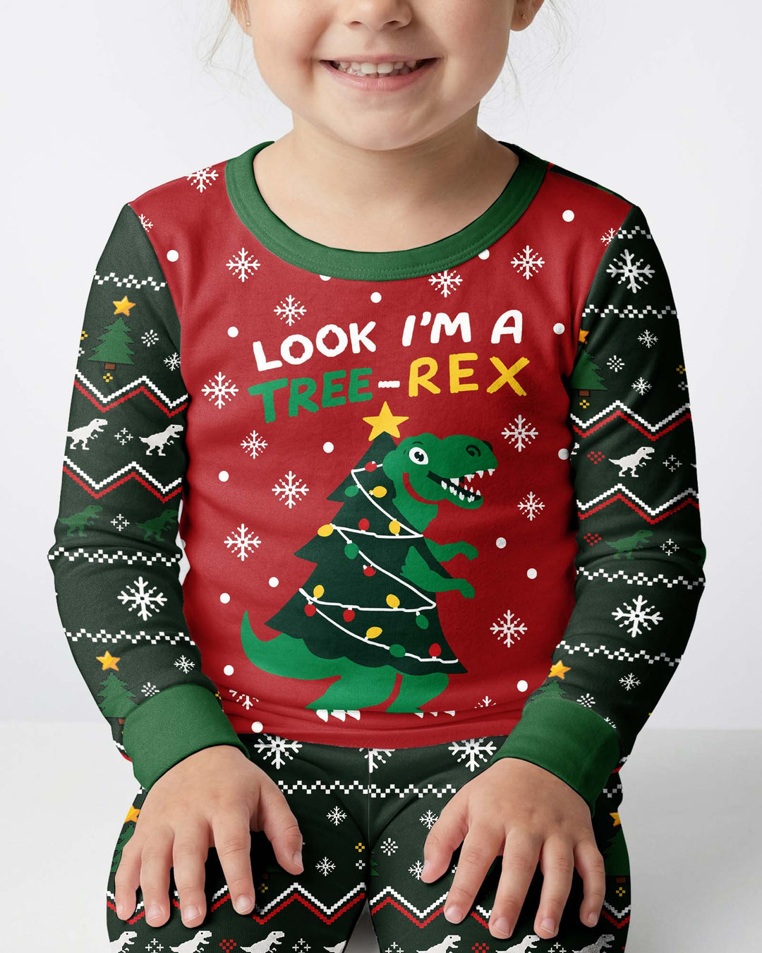 Look I'm Tree-Rex Ugly Christmas Bamboo Two Piece Long Sleeve Pajama Set