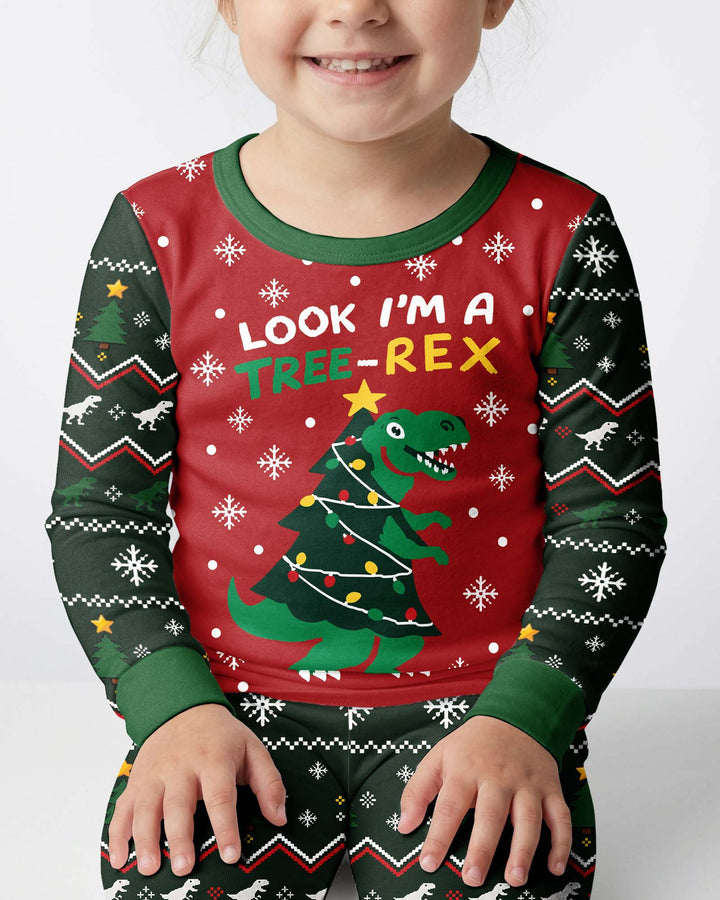 Look I'm Tree-Rex Ugly Christmas Bamboo Two Piece Long Sleeve Pajama Set