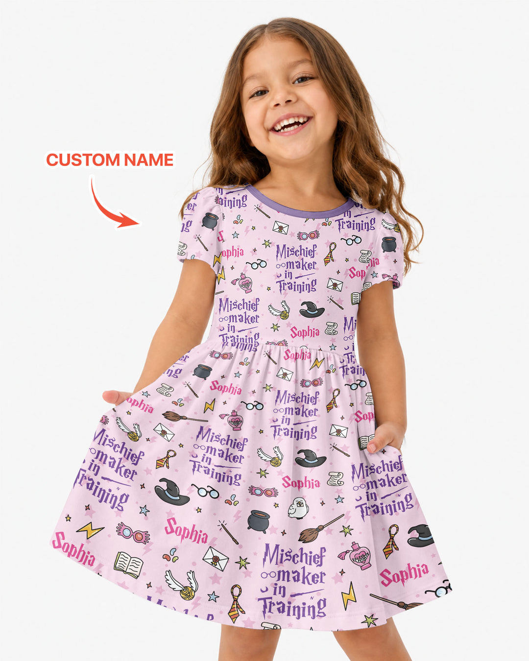 Custom Name Mischief Maker In Training Bamboo Twirl Dress
