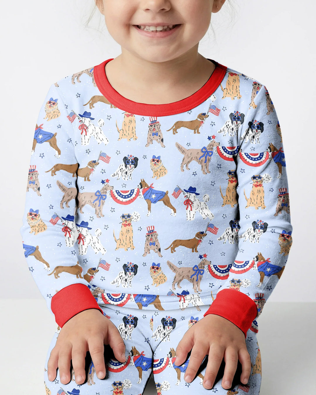 Patriotic Pups Family Matching Bamboo Two Piece Long Sleeve Pajama Set