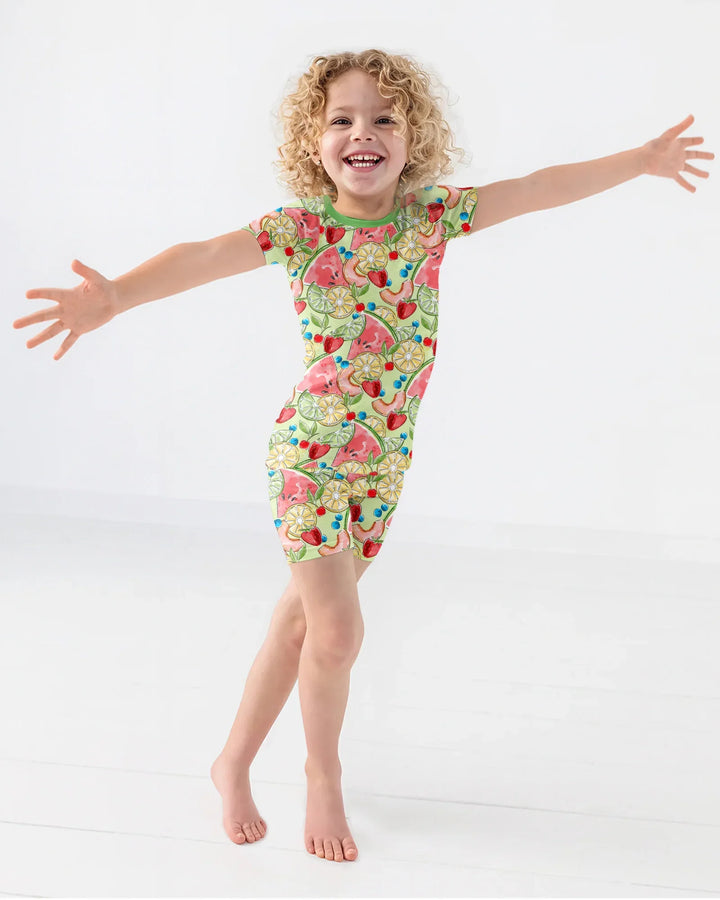 Sweet Summer Fruits Family Matching Bamboo Two Piece Short Sleeve Shorts Pajama Set