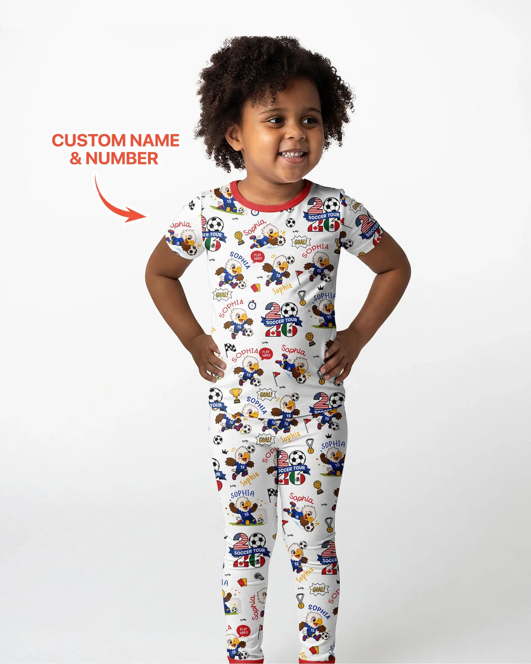 USA We Are Champions Soccer Tour 2026 Bamboo Two Piece Short Sleeve Pajama Set
