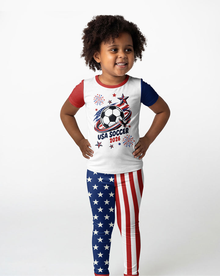 USA Soccer 2026 Family Matching Bamboo Two Piece Short Sleeve Pajama Set