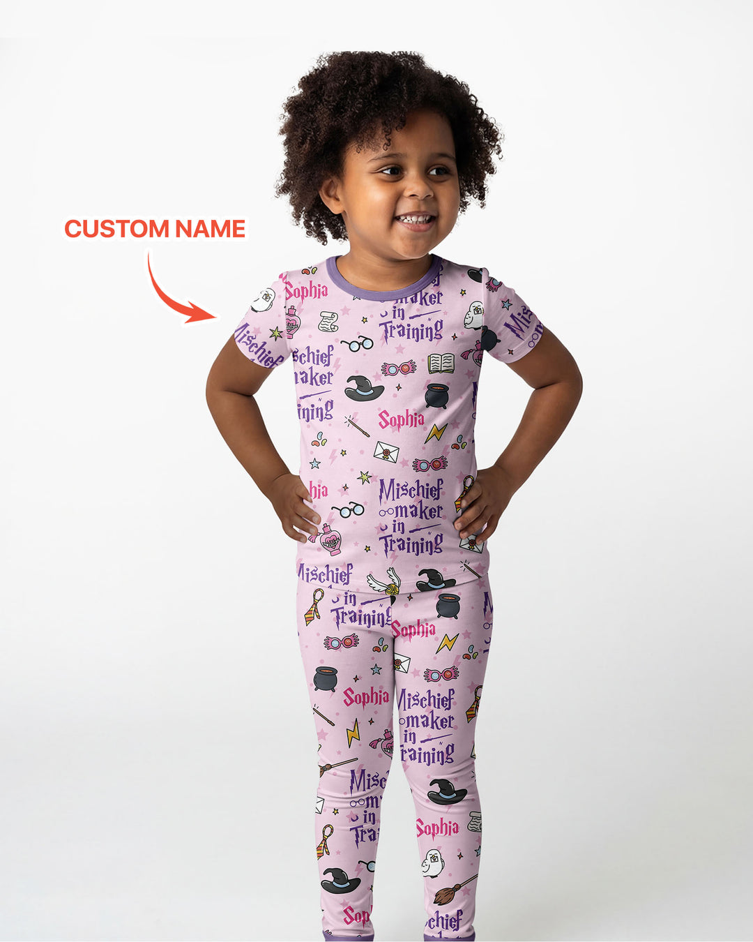 Custom Name Mischief Maker In Training Bamboo Two Piece Short Sleeve Pajama Set