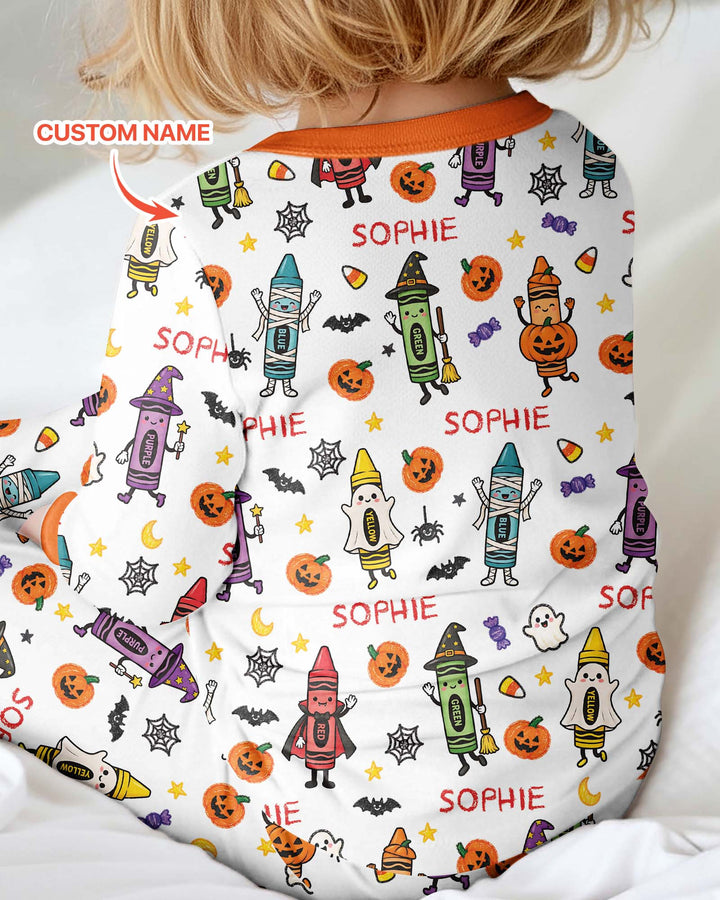 Custom Name Halloween Crayon Bamboo Convertible Zippy