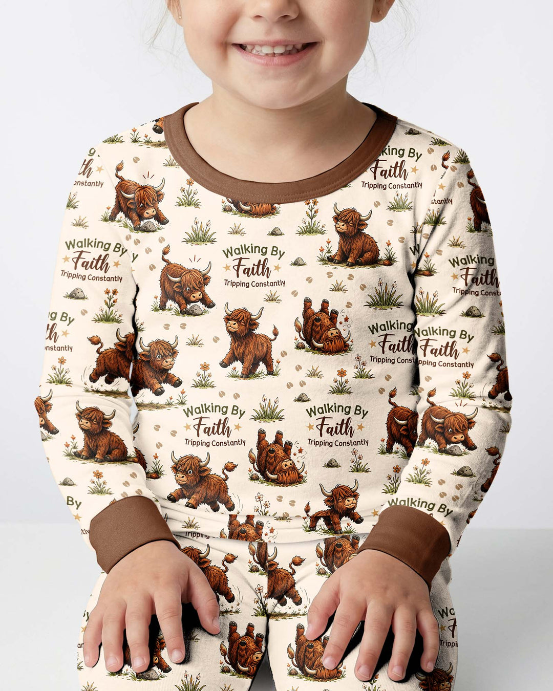 Walking By Faith Tripping Constantly Bamboo Two Piece Long Sleeve Pajama Set