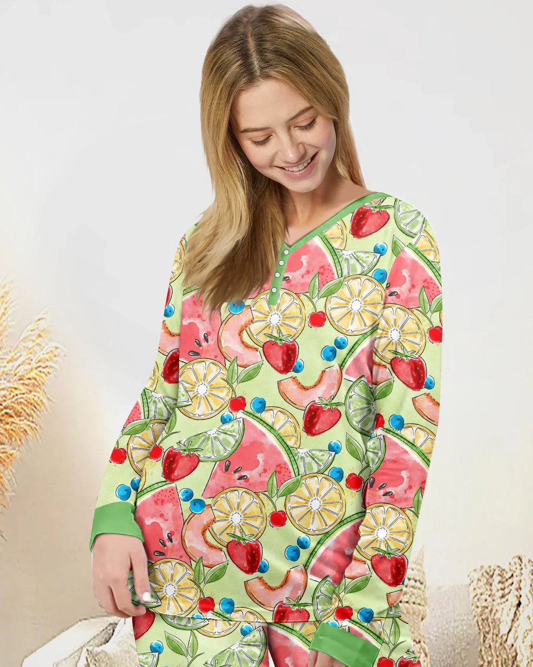 Sweet Summer Fruits Family Matching Bamboo Women Pajama Set