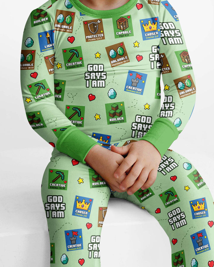 God Says I Am Gamer Bamboo Two Piece Long Sleeve Pajama Set