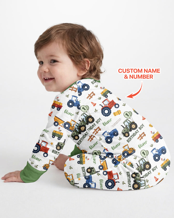 Custom Name and Age Tractor Birthday Boy Bamboo Convertible Zippy