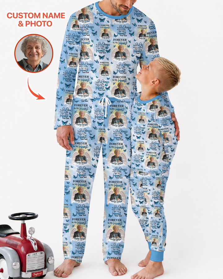 Custom Photo Forever In My Heart Family Matching Bamboo Men Pajama Set