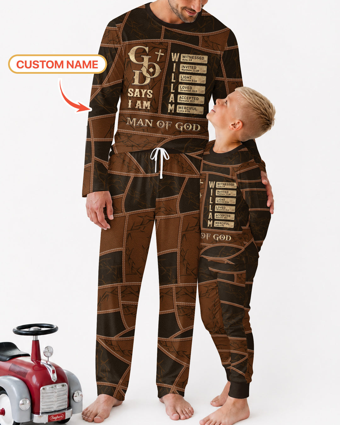 Personalized God Says I Am Letter In Bible Bamboo Men's Pajama Set