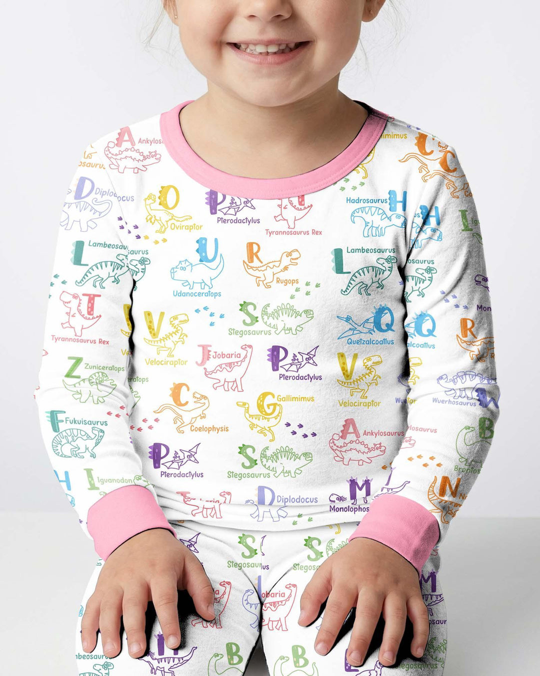Dino Alphabet ABC Bamboo Two Piece Long Sleeve Pajama Set