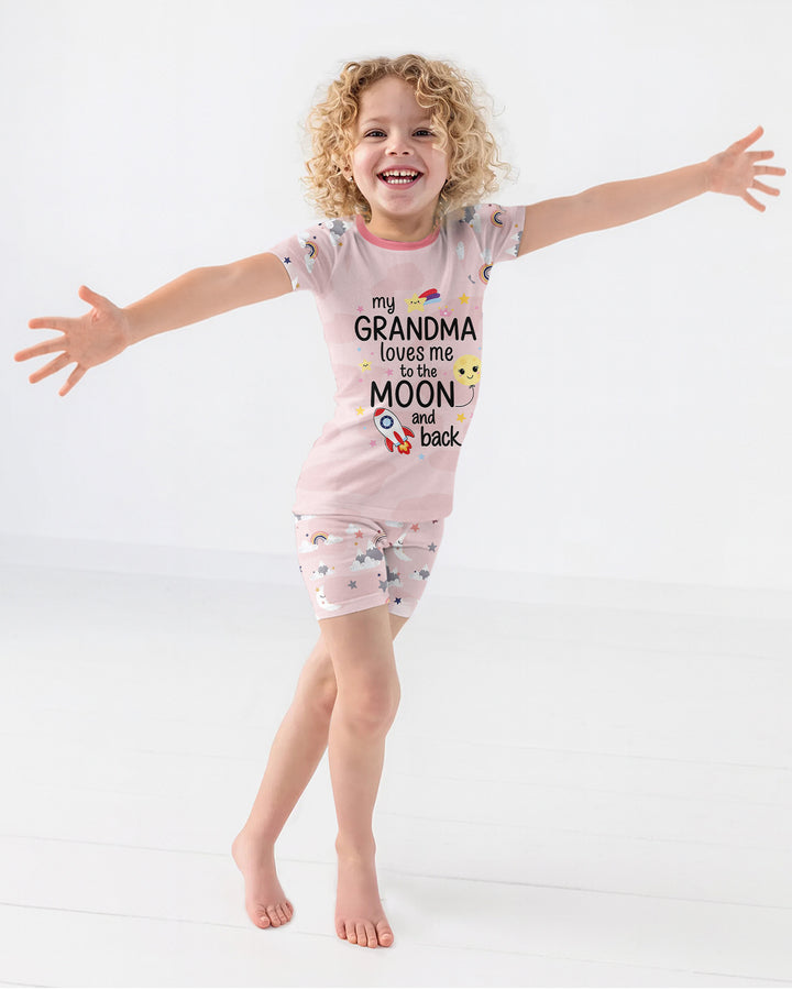 My Grandma Loves Me To The Moon And Back Bamboo Two Piece Short Sleeve Shorts Pajama Set