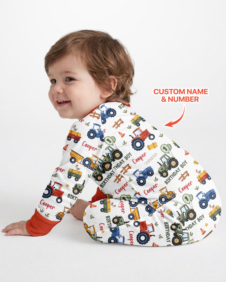 Custom Name and Age Tractor Birthday Boy Bamboo Convertible Zippy