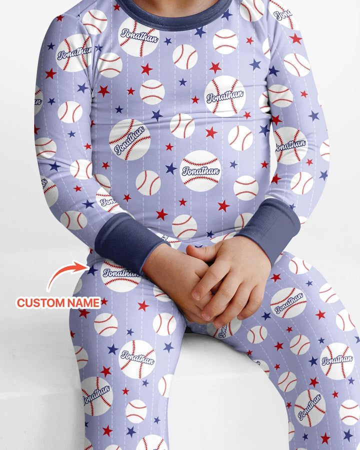 Custom Name Rookie of The Year Matching Bamboo Two Piece Long Sleeve Pajama Set