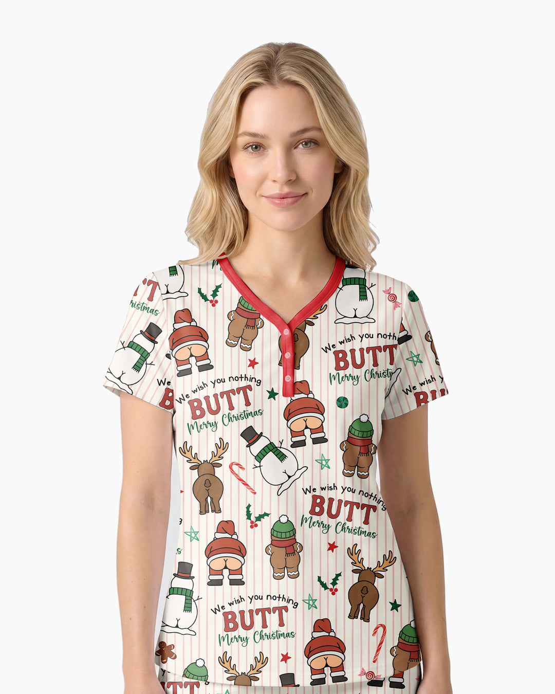 We Wish You Nothing Butt Merry Bamboo Women Short Sleeve Short Pajama Set
