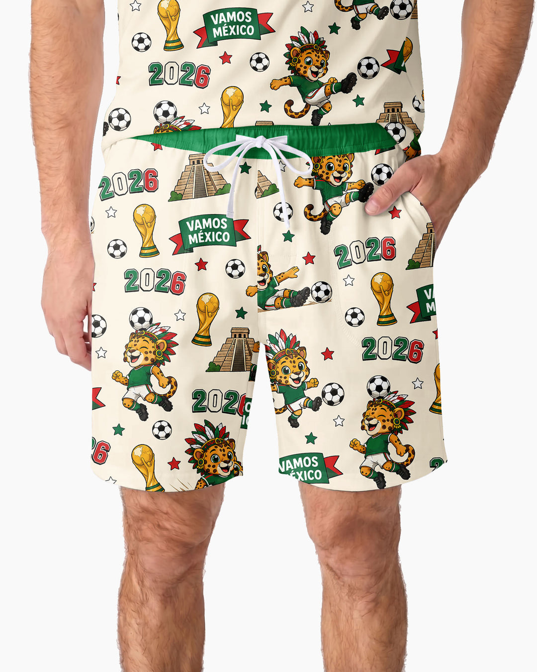 Jaguar 2026 Vamos Mexico Family Matching Bamboo Men Short Sleeve Short Pajama Set