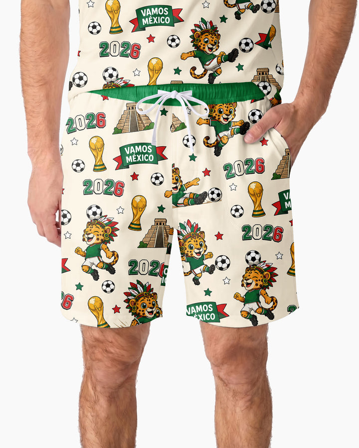 Jaguar 2026 Vamos Mexico Family Matching Bamboo Men Short Sleeve Short Pajama Set