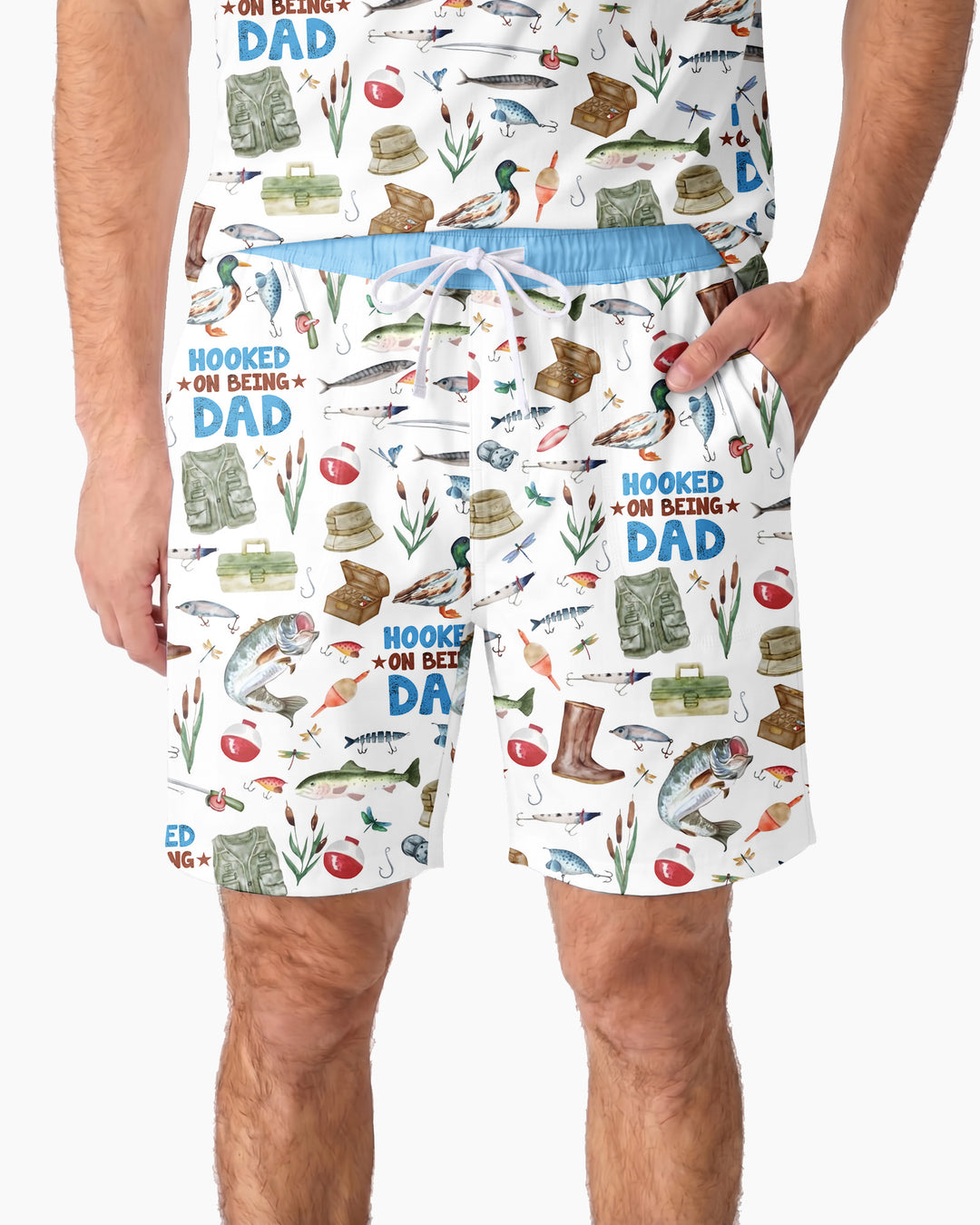 Hooked The Best Dad Daddy & Me Matching Bamboo Men Short Sleeve Short Pajama Set