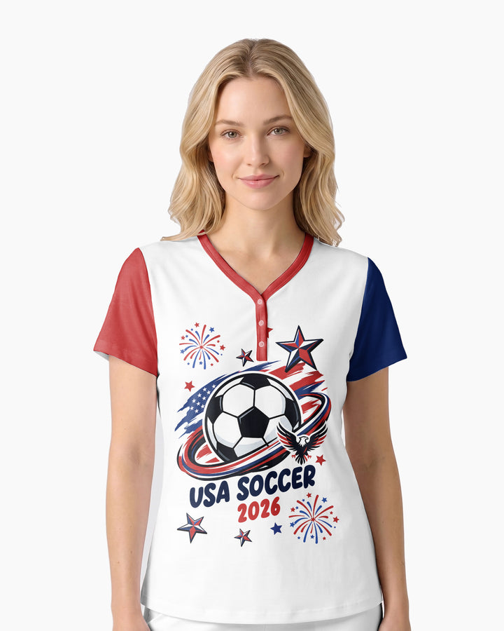 USA Soccer 2026 Family Matching Bamboo Women Short Sleeve Short Pajama Set