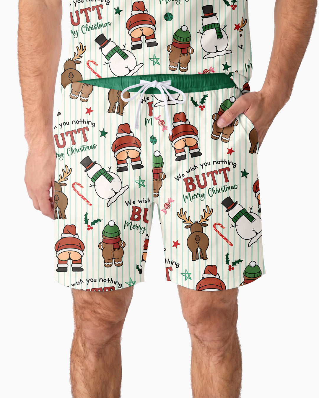 We Wish You Nothing Butt Merry Bamboo Men Short Sleeve Short Pajama Set