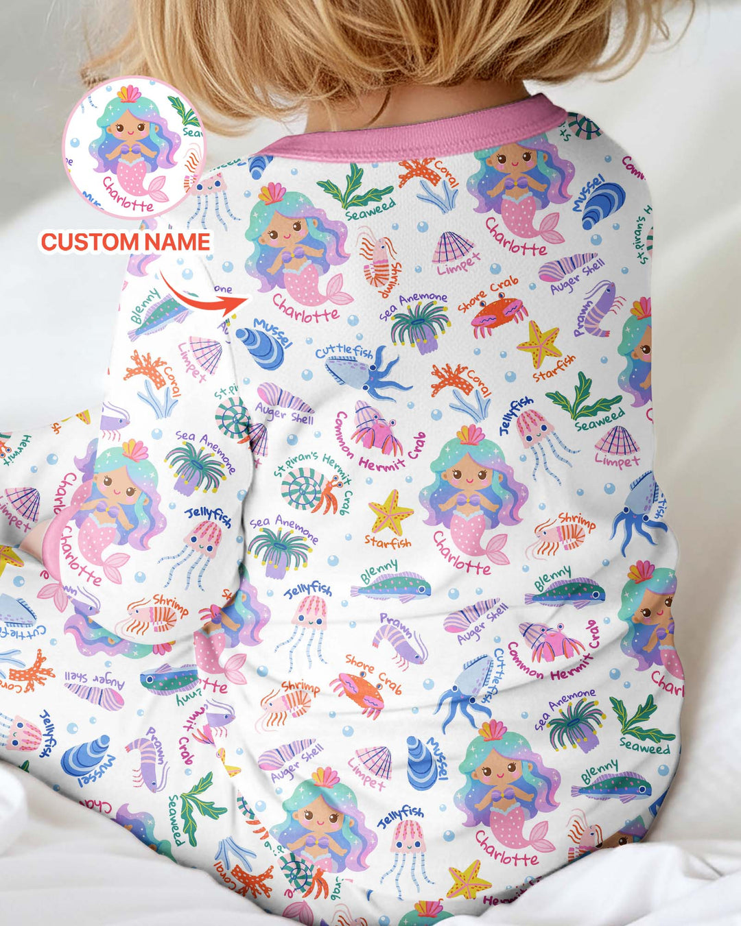 Personalized Cute Mermaid Bamboo Convertible Zippy