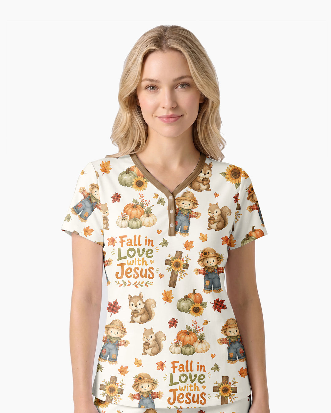 Fall For Jesus Bamboo Women Short Sleeve Short Pajama Set