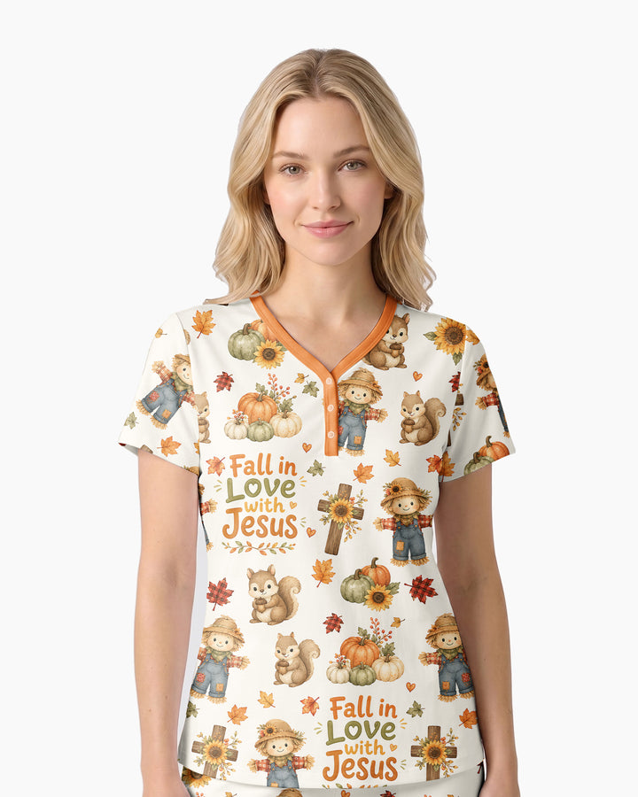 Fall For Jesus Bamboo Women Short Sleeve Short Pajama Set