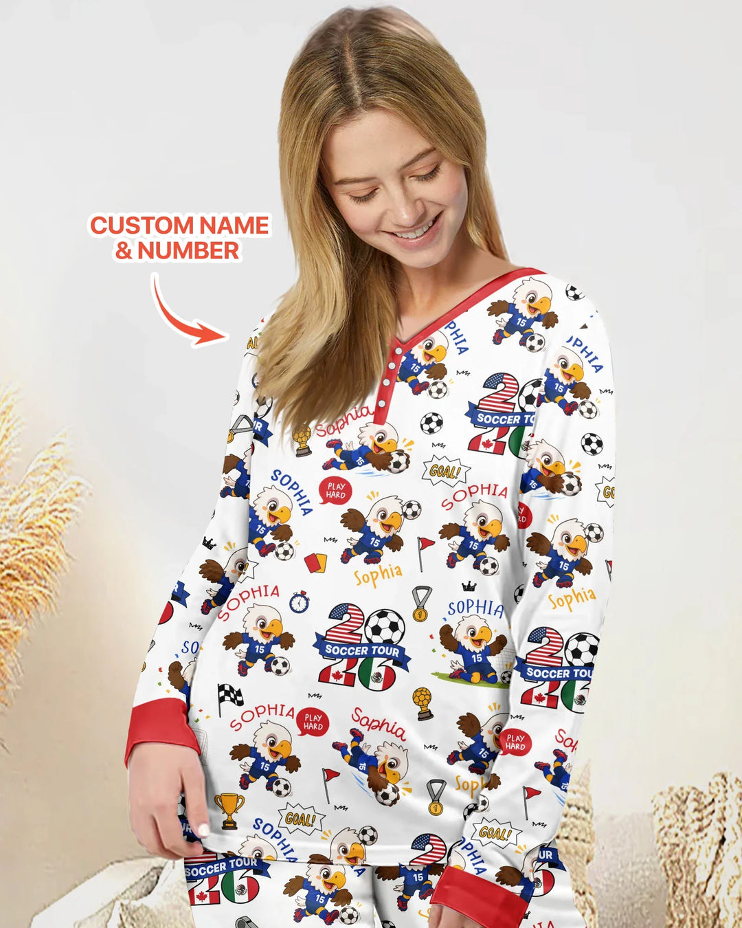 USA We Are Champions Soccer Tour 2026 Bamboo Women Pajama Set