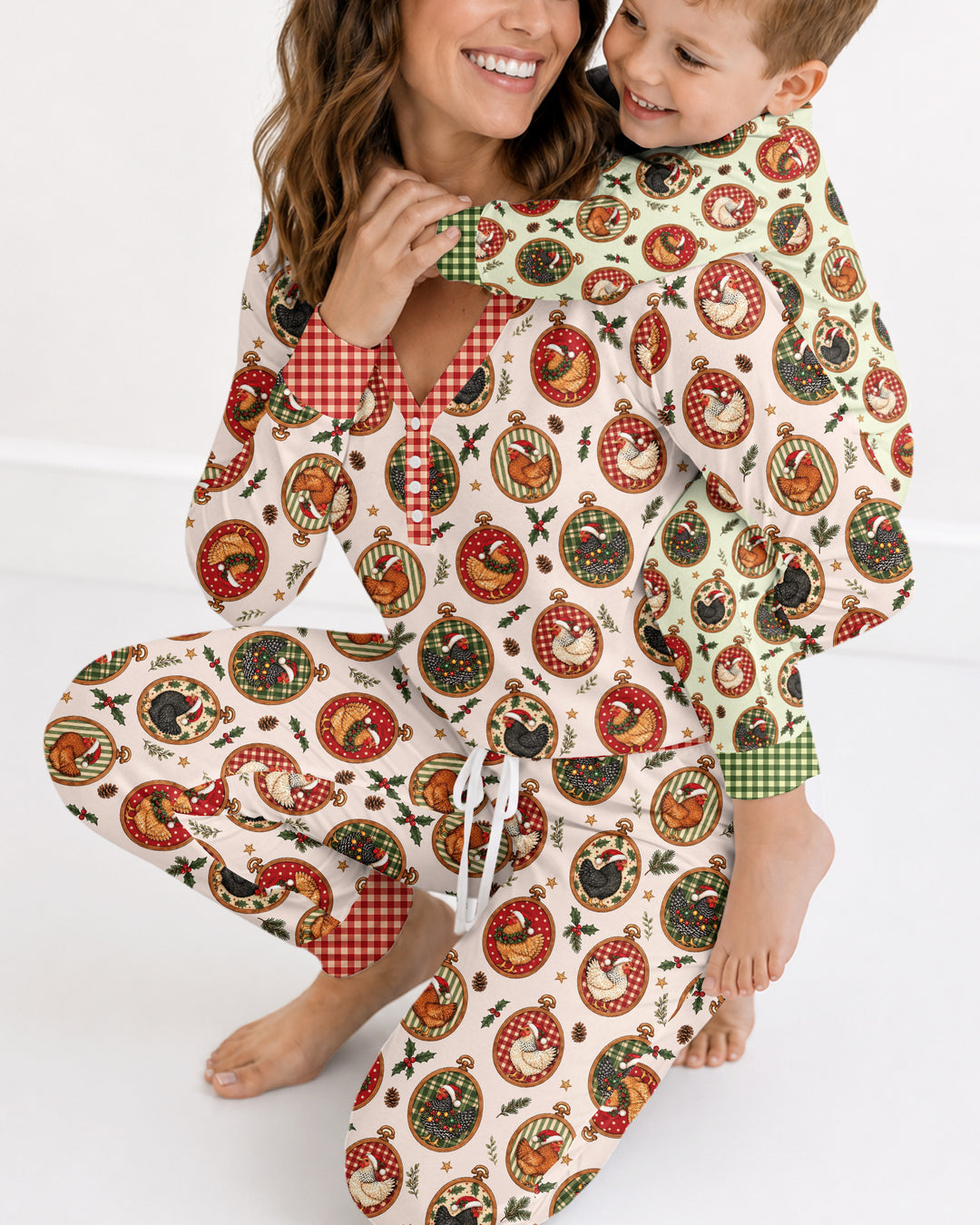 Chicken Merry Clucking Christmas Bamboo Women Pajama Set